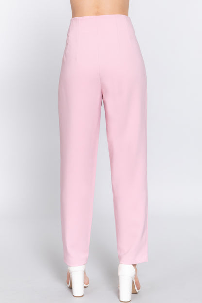 High Waist Pintuck Detail Long Pants - Tigbul's Variety Fashion Shop