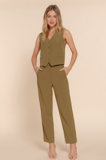 High Waist Pintuck Detail Long Pants - Tigbul's Variety Fashion Shop