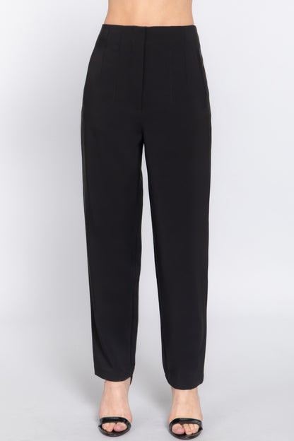 High Waist Pintuck Detail Long Pants - Tigbul's Variety Fashion Shop