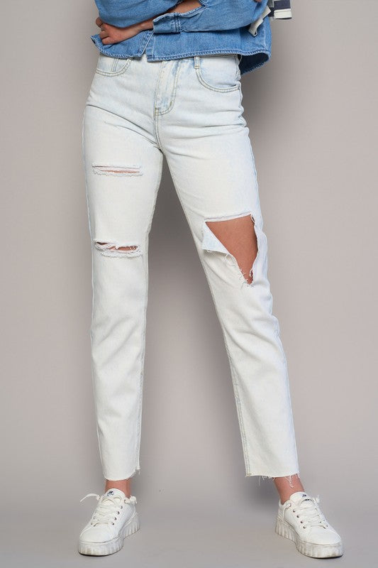 High Waist Ripped Jeans - Tigbul's Variety Fashion Shop