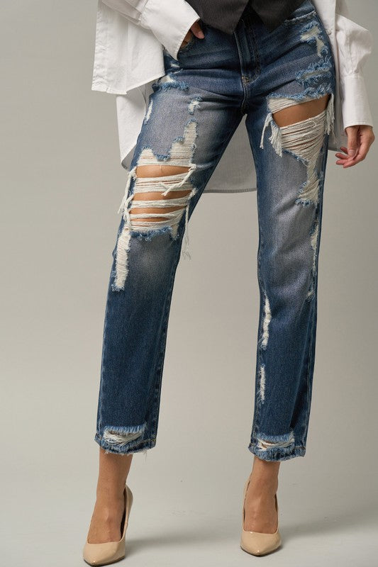 High Waist Straight Jeans - Tigbul's Variety Fashion Shop
