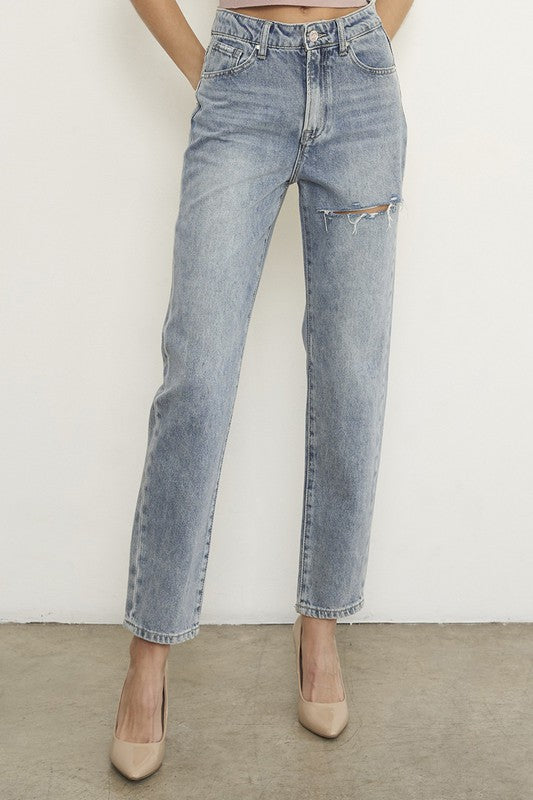 High Waist Straight Jeans - Tigbul's Variety Fashion Shop