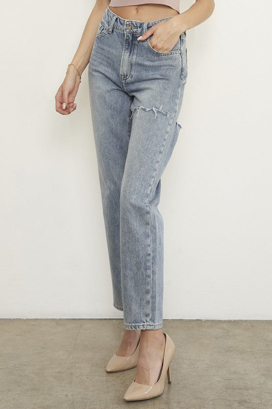High Waist Straight Jeans - Tigbul's Variety Fashion Shop