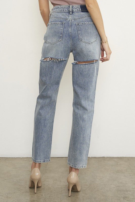 High Waist Straight Jeans - Tigbul's Variety Fashion Shop
