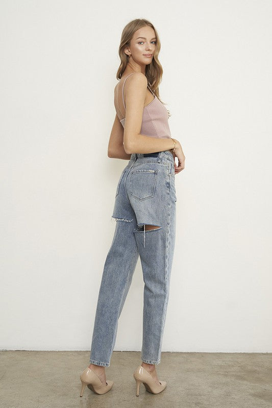High Waist Straight Jeans - Tigbul's Variety Fashion Shop