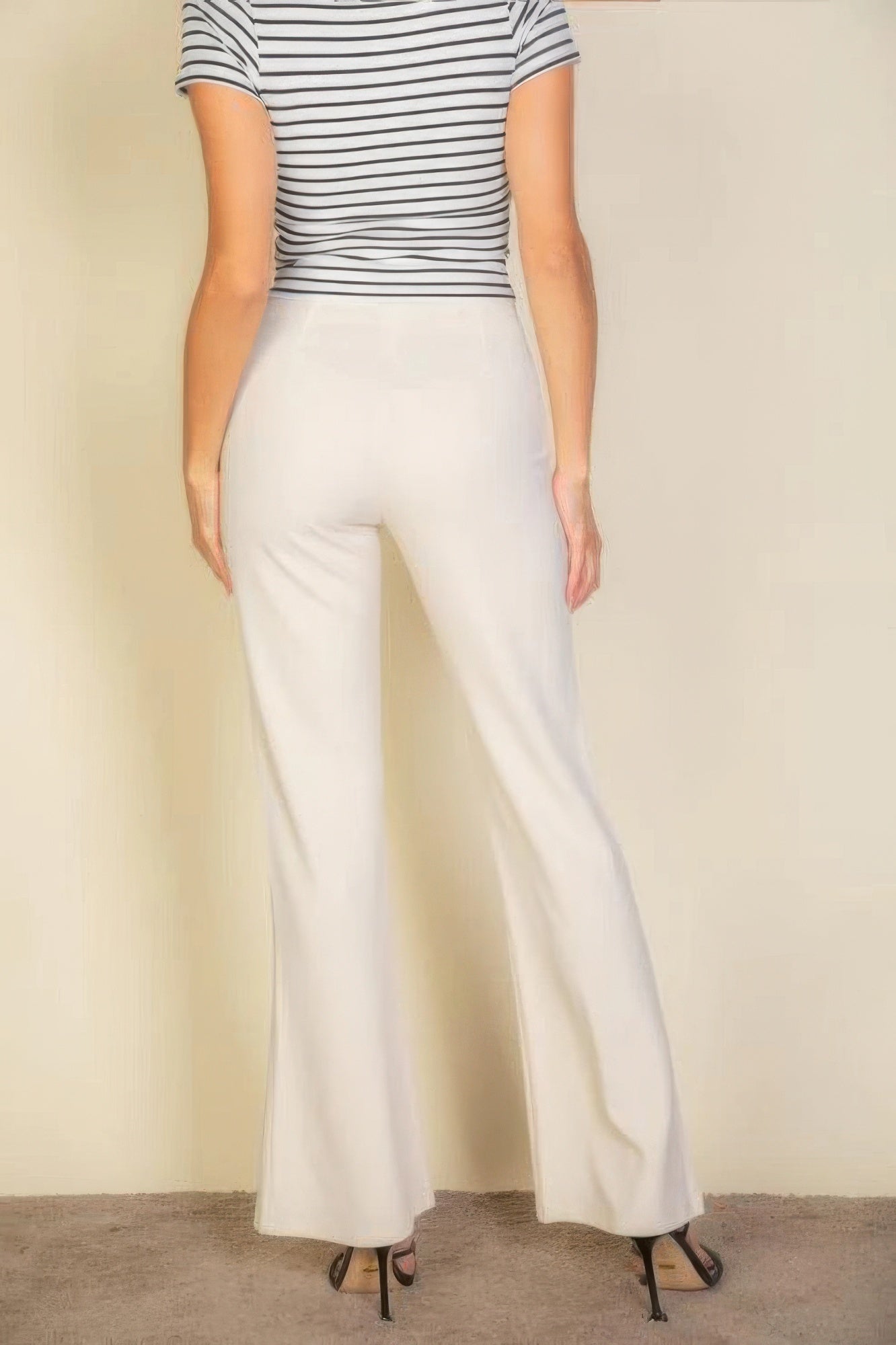 High Waist Stretch Crepe Flare Pants - Tigbul's Variety Fashion Shop