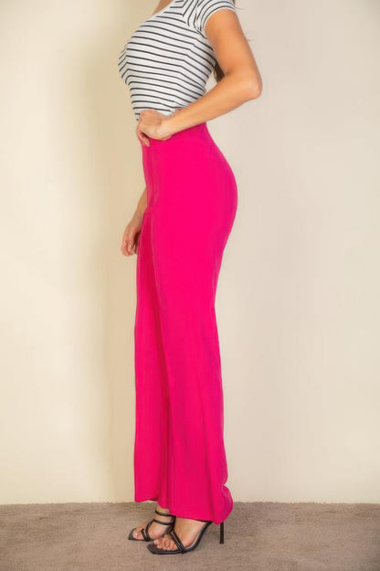 High Waist Stretch Crepe Flare Pants - Tigbul's Variety Fashion Shop