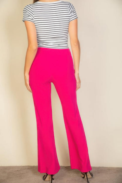High Waist Stretch Crepe Flare Pants - Tigbul's Variety Fashion Shop