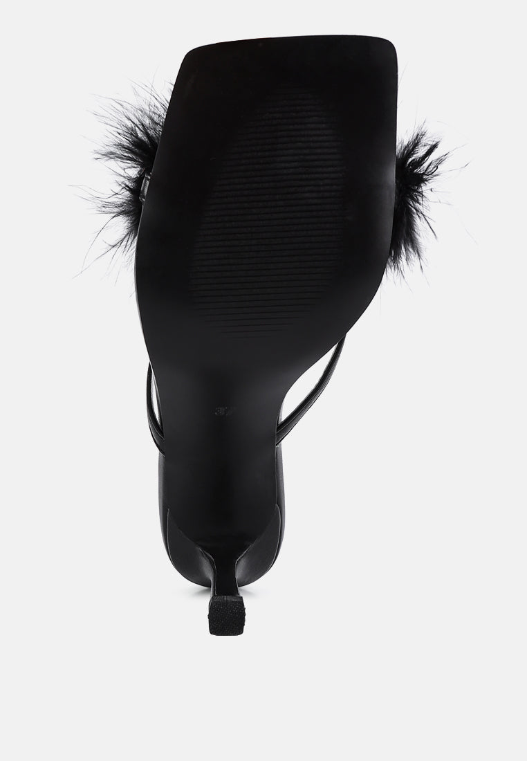 Honeybear Feather Detail Slip-On Sandals - Tigbul's Variety Fashion Shop