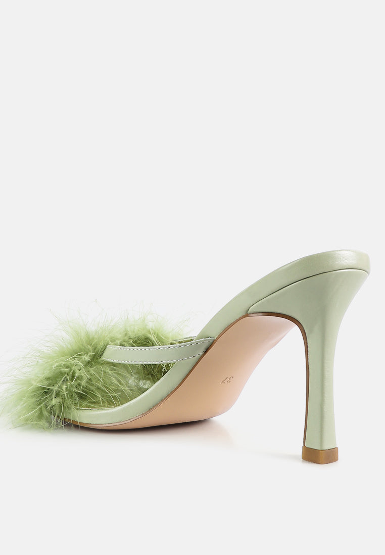 Honeybear Feather Detail Slip-On Sandals - Tigbul's Variety Fashion Shop