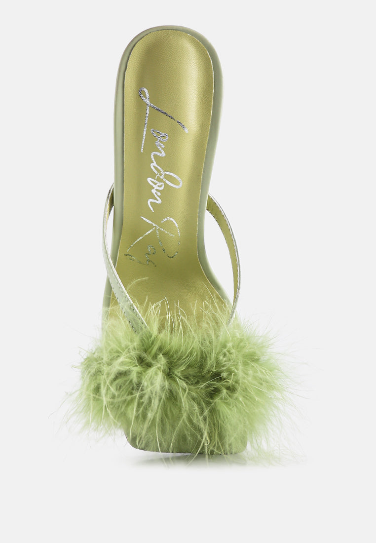 Honeybear Feather Detail Slip-On Sandals - Tigbul's Variety Fashion Shop