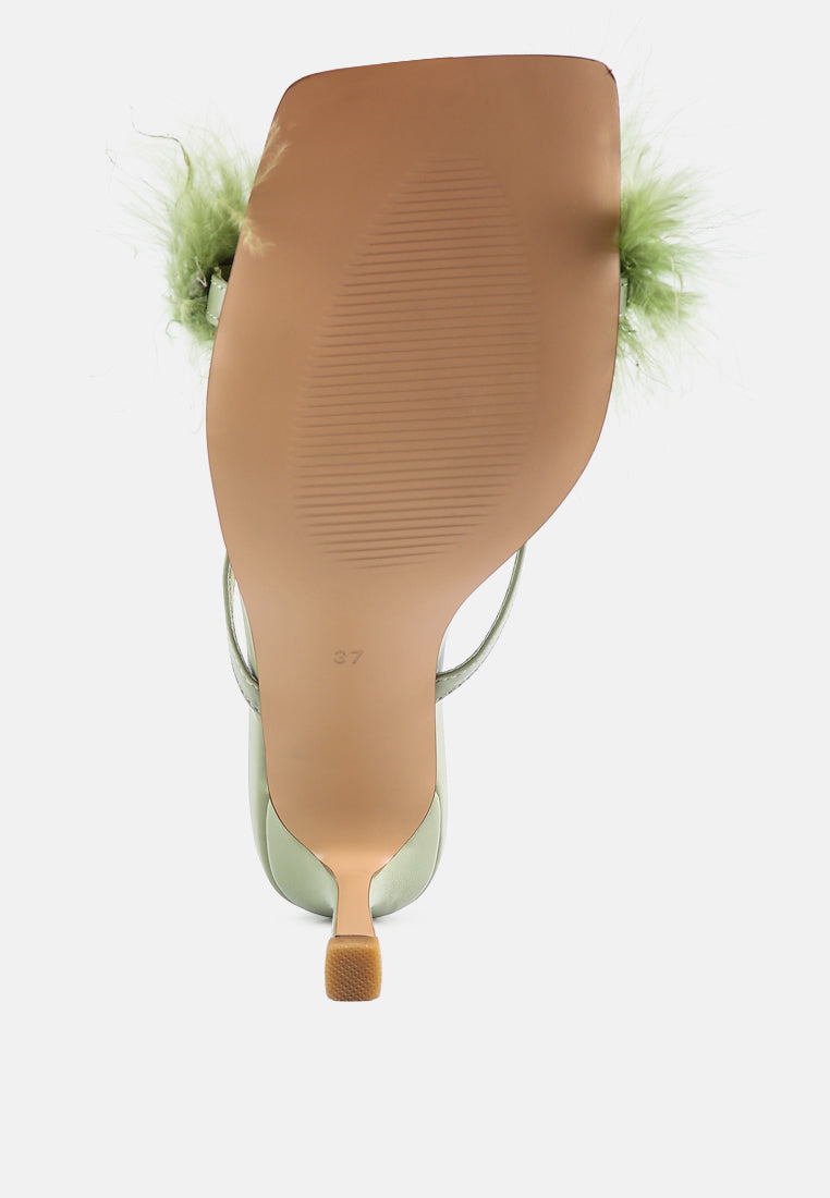 Honeybear Feather Detail Slip-On Sandals - Tigbul's Variety Fashion Shop