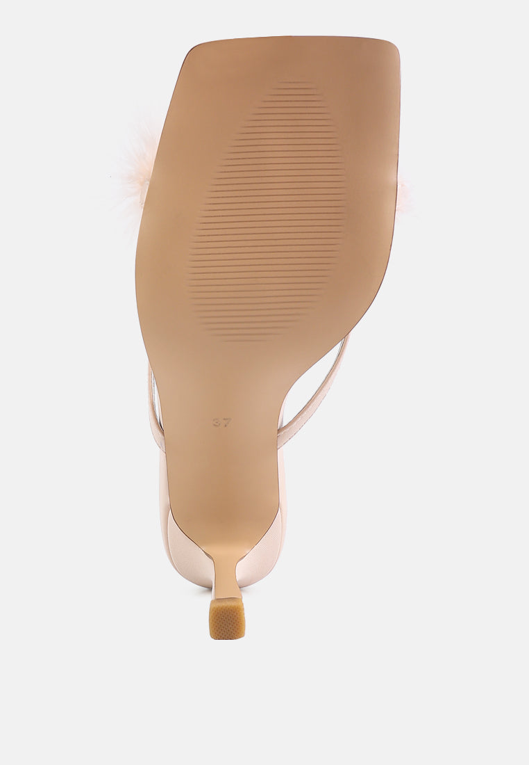 Honeybear Feather Detail Slip-On Sandals - Tigbul's Variety Fashion Shop