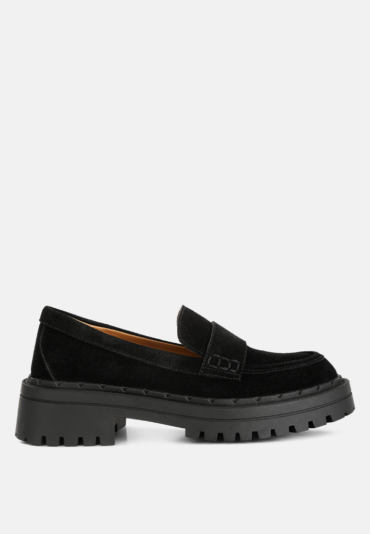 Honora Suede Chunky Loafers - Tigbul's Variety Fashion Shop
