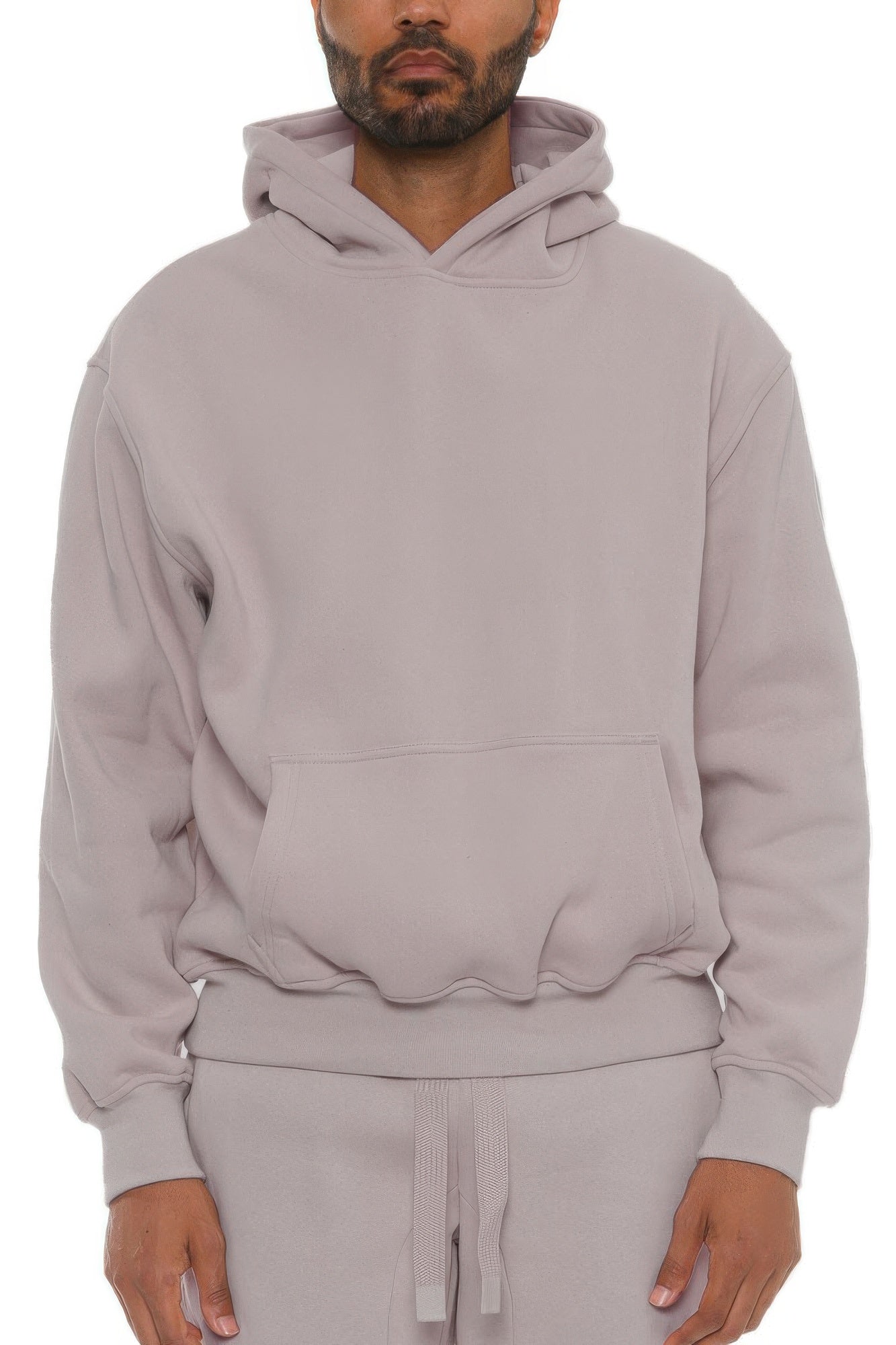 Herren Hoodie aus Baumwollmischung, lila-grau, mit Kapuze und Kängurutasche