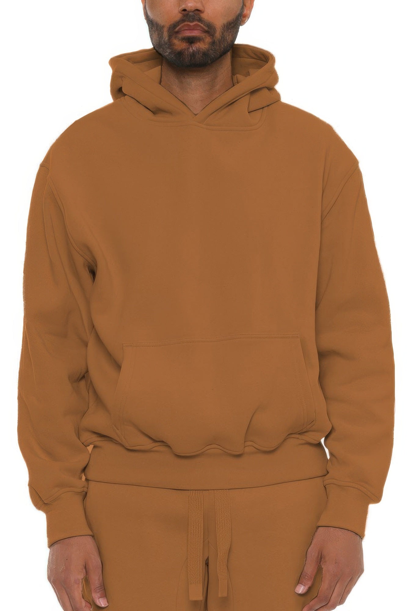 Herren Hoodie aus Baumwollmischung, braun, mit Kapuze und Kängurutasche