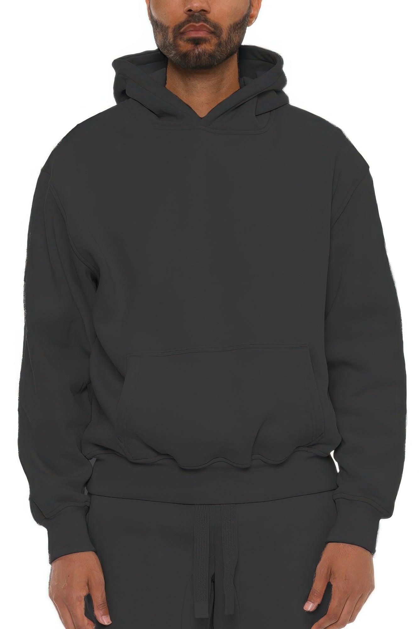 Herren Hoodie aus Baumwollmischung, schwarz, mit Kapuze und Kängurutasche