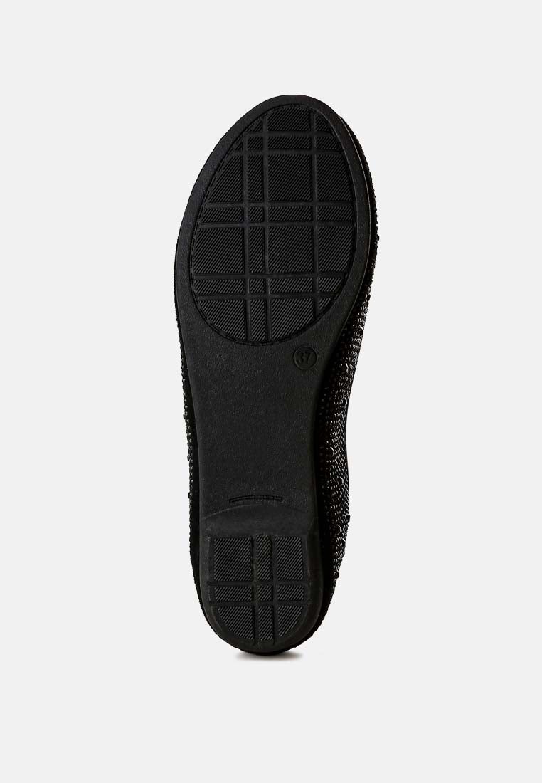 Hosana Rhinestones And Stud Embellished Ballet Flats - Tigbul's Variety Fashion Shop