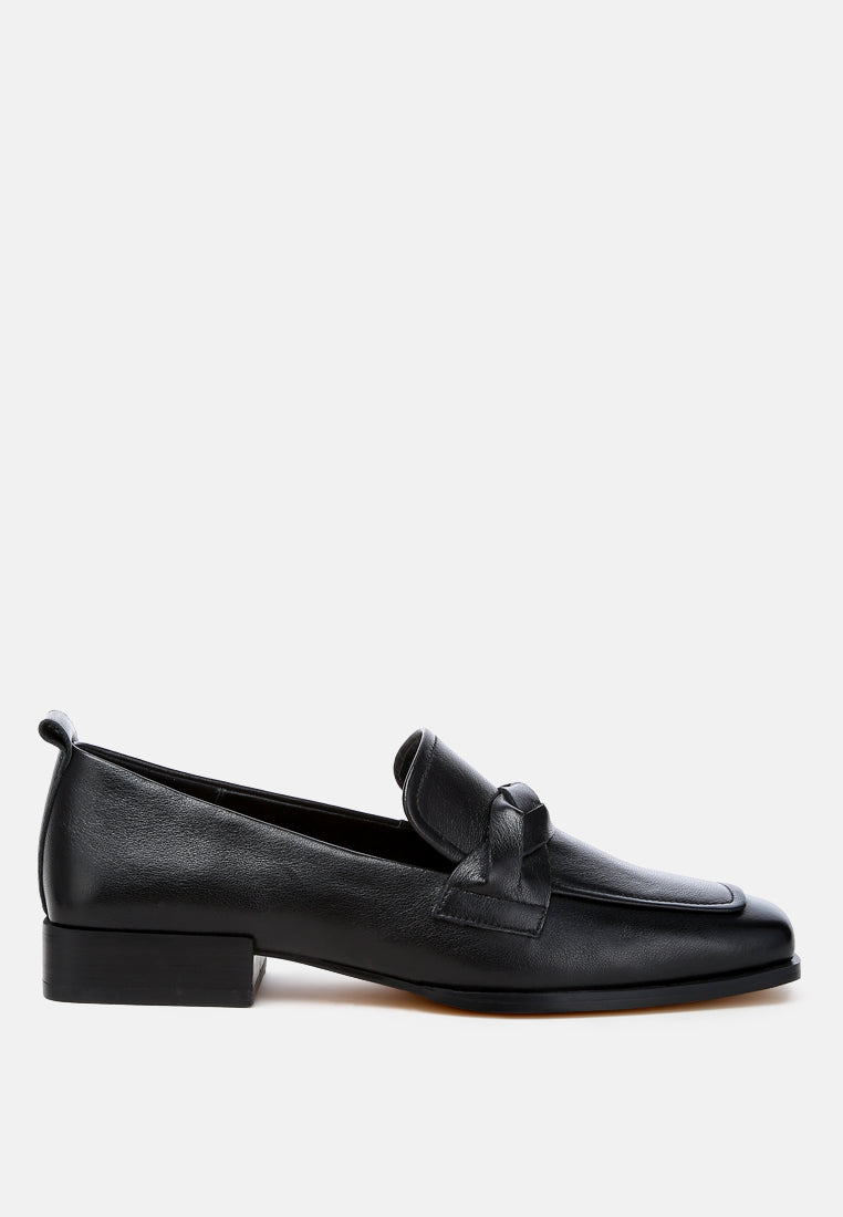 Hostess Genuine Leather Braided Loafers - Tigbul's Variety Fashion Shop
