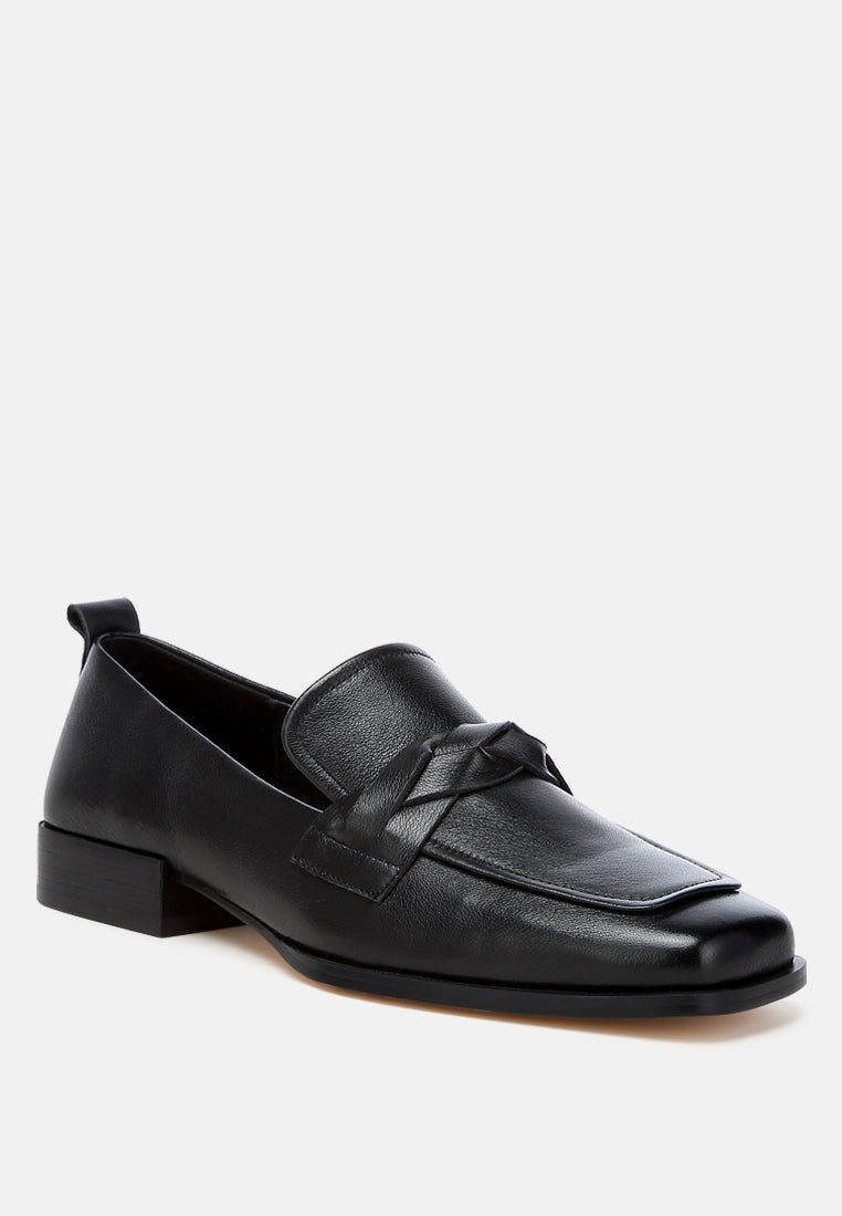 Hostess Genuine Leather Braided Loafers - Tigbul's Variety Fashion Shop