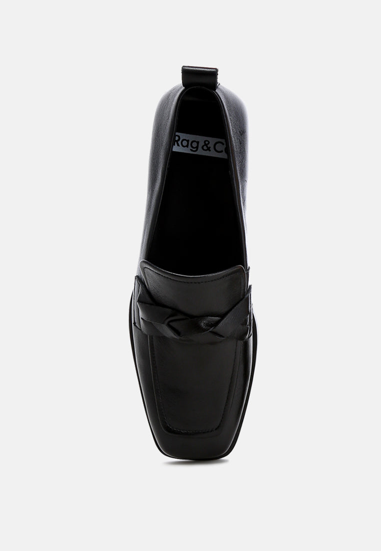Hostess Genuine Leather Braided Loafers - Tigbul's Variety Fashion Shop