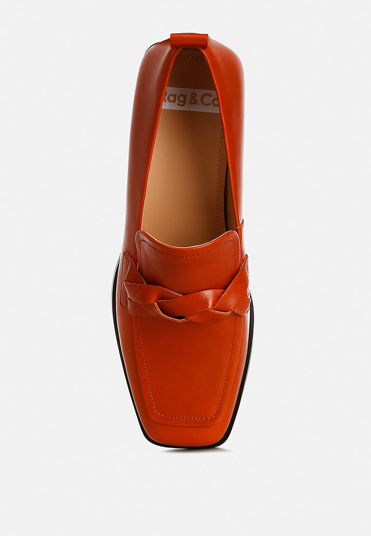 Hostess Genuine Leather Braided Loafers - Tigbul's Variety Fashion Shop