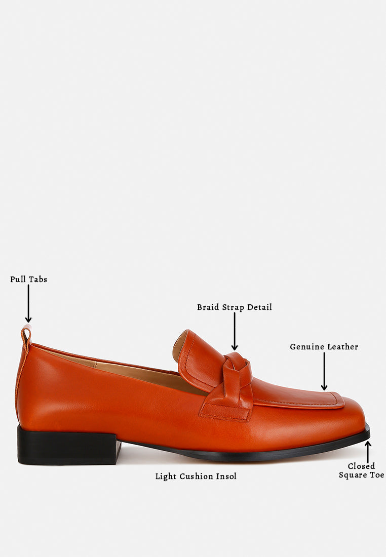 Hostess Genuine Leather Braided Loafers - Tigbul's Variety Fashion Shop