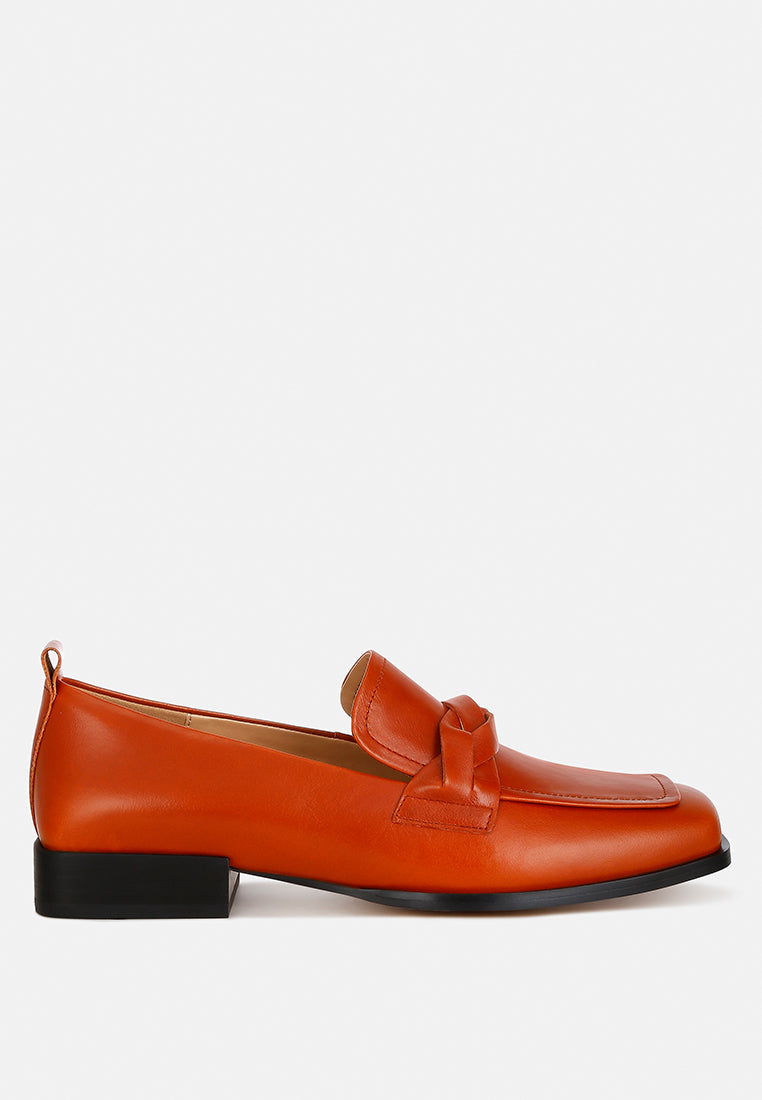 Hostess Genuine Leather Braided Loafers - Tigbul's Variety Fashion Shop