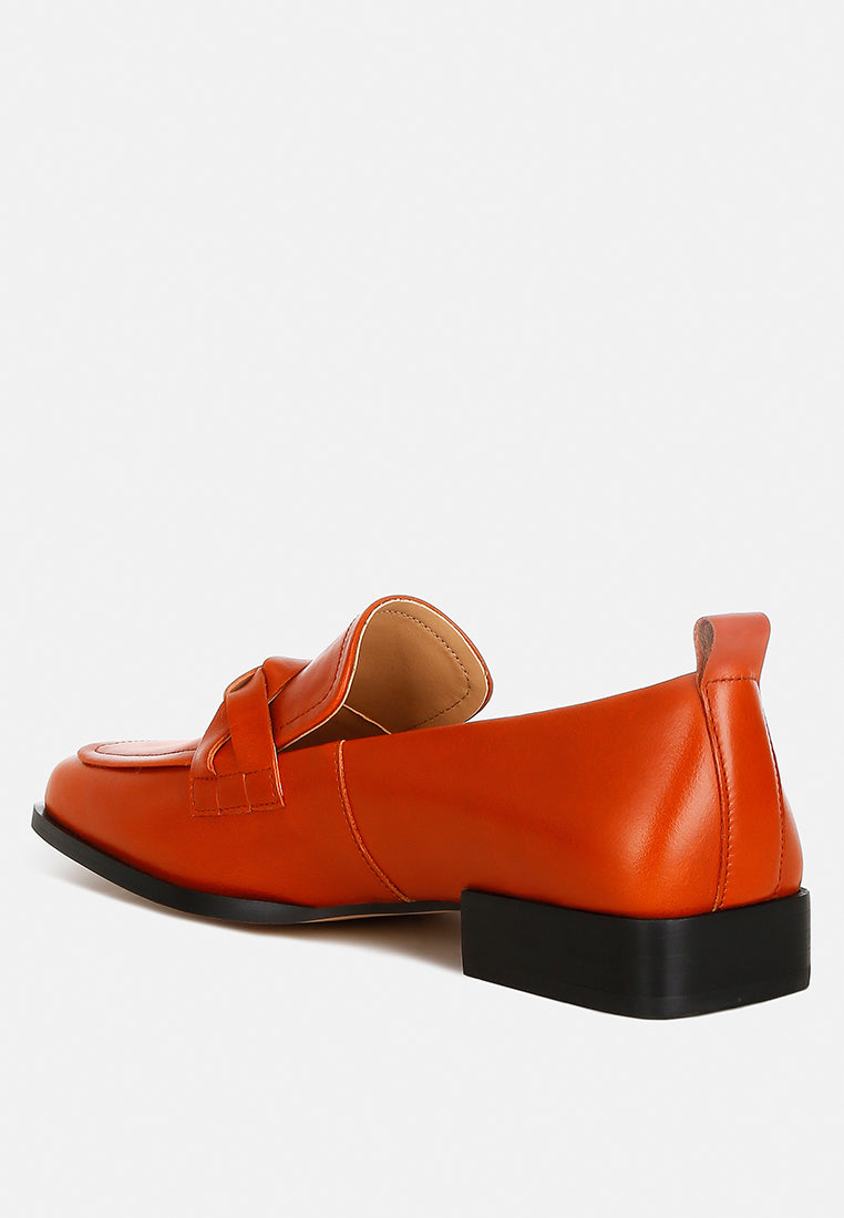 Hostess Genuine Leather Braided Loafers - Tigbul's Variety Fashion Shop