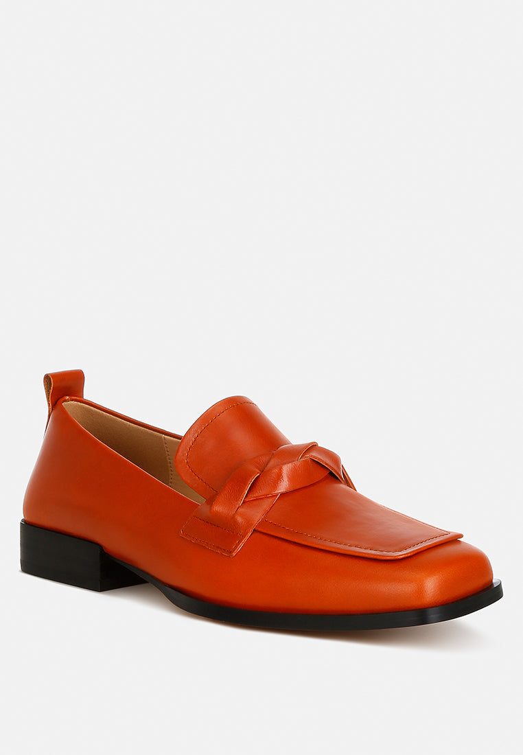 Hostess Genuine Leather Braided Loafers - Tigbul's Variety Fashion Shop