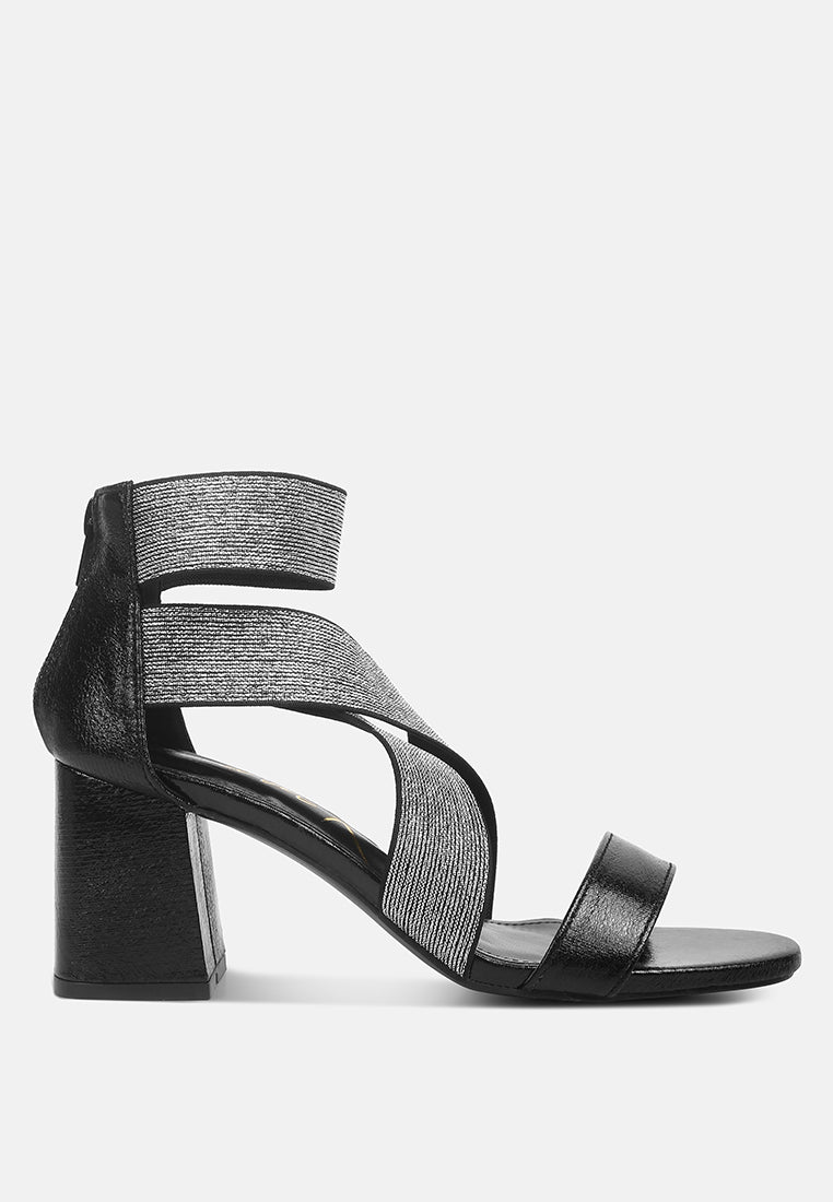 Huskies Metallic Faux Leather Block Heel Sandals - Tigbul's Variety Fashion Shop