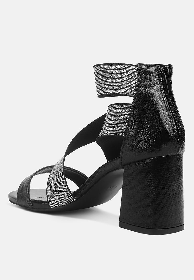 Huskies Metallic Faux Leather Block Heel Sandals - Tigbul's Variety Fashion Shop