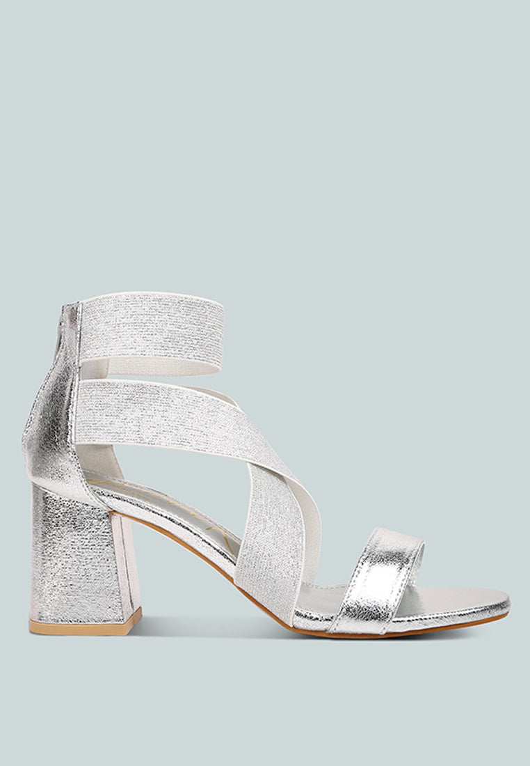 Huskies Metallic Faux Leather Block Heel Sandals - Tigbul's Variety Fashion Shop