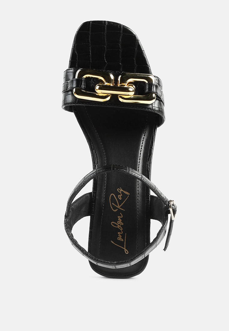 Icicle Clear Low Heel Metal Chain Sandals - Tigbul's Variety Fashion Shop