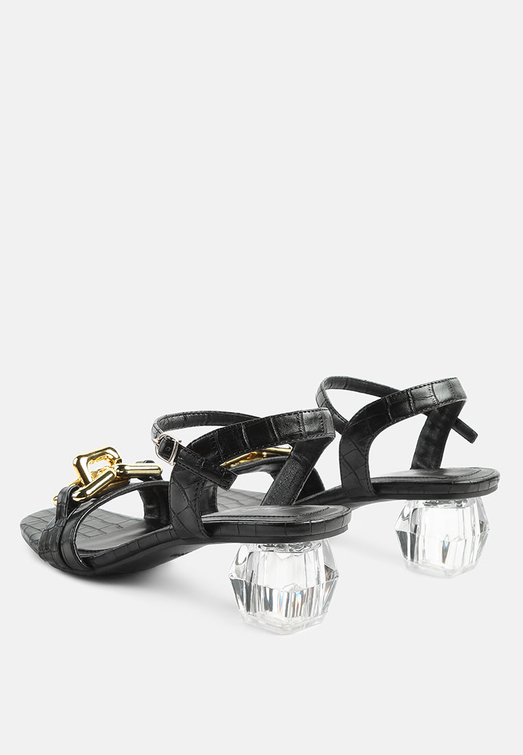 Icicle Clear Low Heel Metal Chain Sandals - Tigbul's Variety Fashion Shop