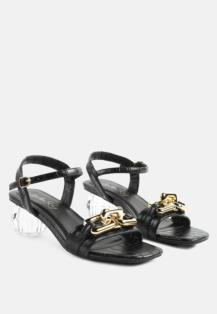 Icicle Clear Low Heel Metal Chain Sandals - Tigbul's Variety Fashion Shop