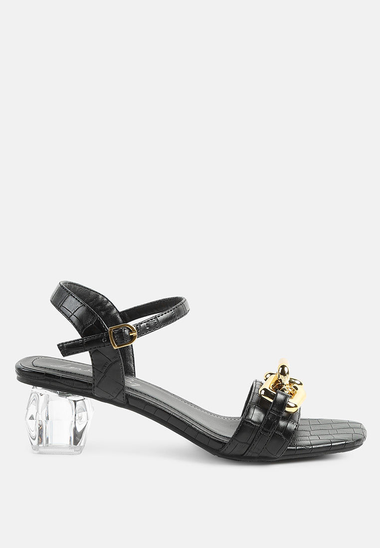 Icicle Clear Low Heel Metal Chain Sandals - Tigbul's Variety Fashion Shop