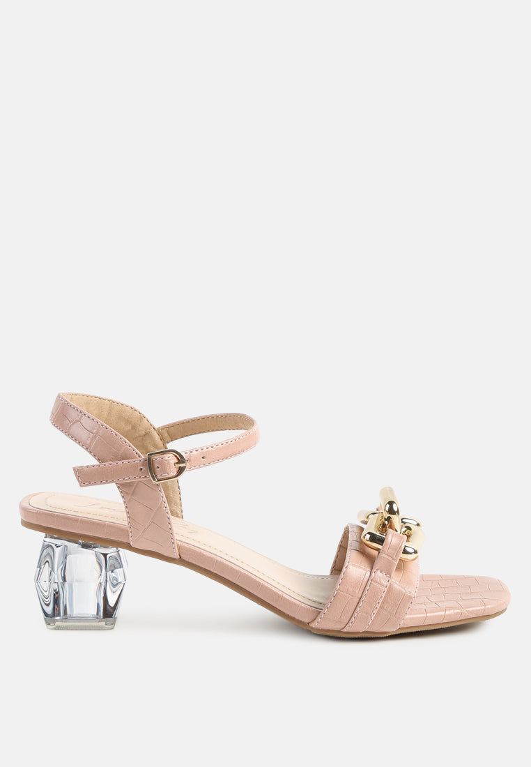 Icicle Clear Low Heel Metal Chain Sandals - Tigbul's Variety Fashion Shop