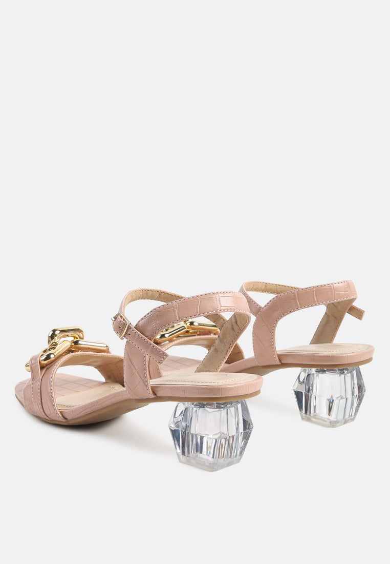 Icicle Clear Low Heel Metal Chain Sandals - Tigbul's Variety Fashion Shop