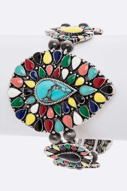 Iconic Stone Enamel Western Stretch Bracelet - Tigbul's Variety Fashion Shop