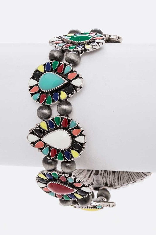 Iconic Stone Enamel Western Stretch Bracelet - Tigbul's Variety Fashion Shop