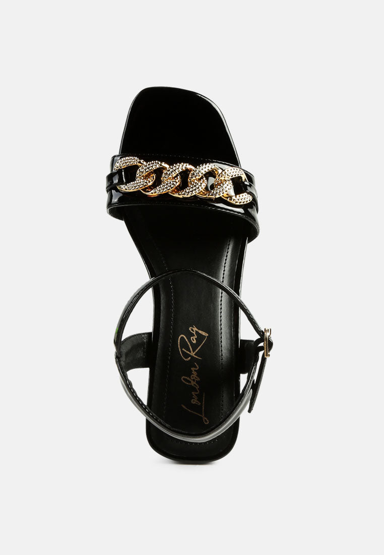 Illusion Metal Chain Link Fantasy Heel Sandals - Tigbul's Variety Fashion Shop