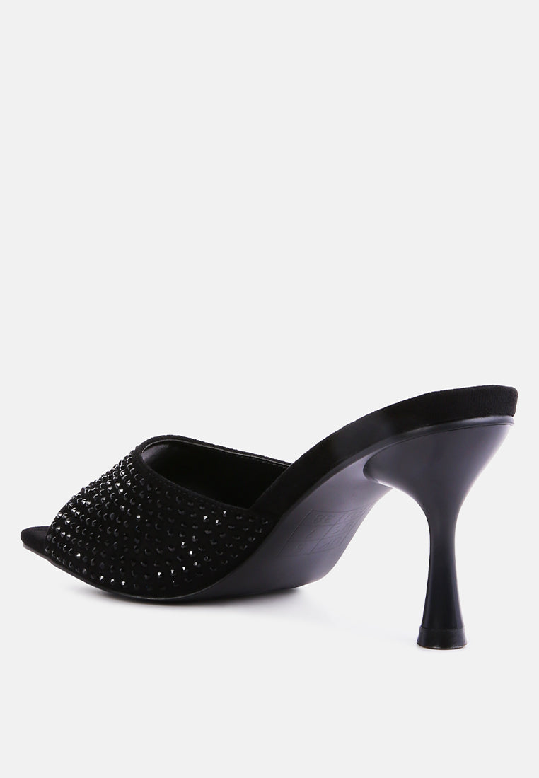 Imprint Heat Set Diamante Slip On Sandals - Tigbul's Variety Fashion Shop