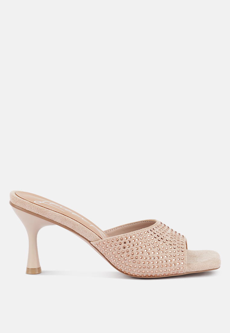 Imprint Heat Set Diamante Slip On Sandals - Tigbul's Variety Fashion Shop