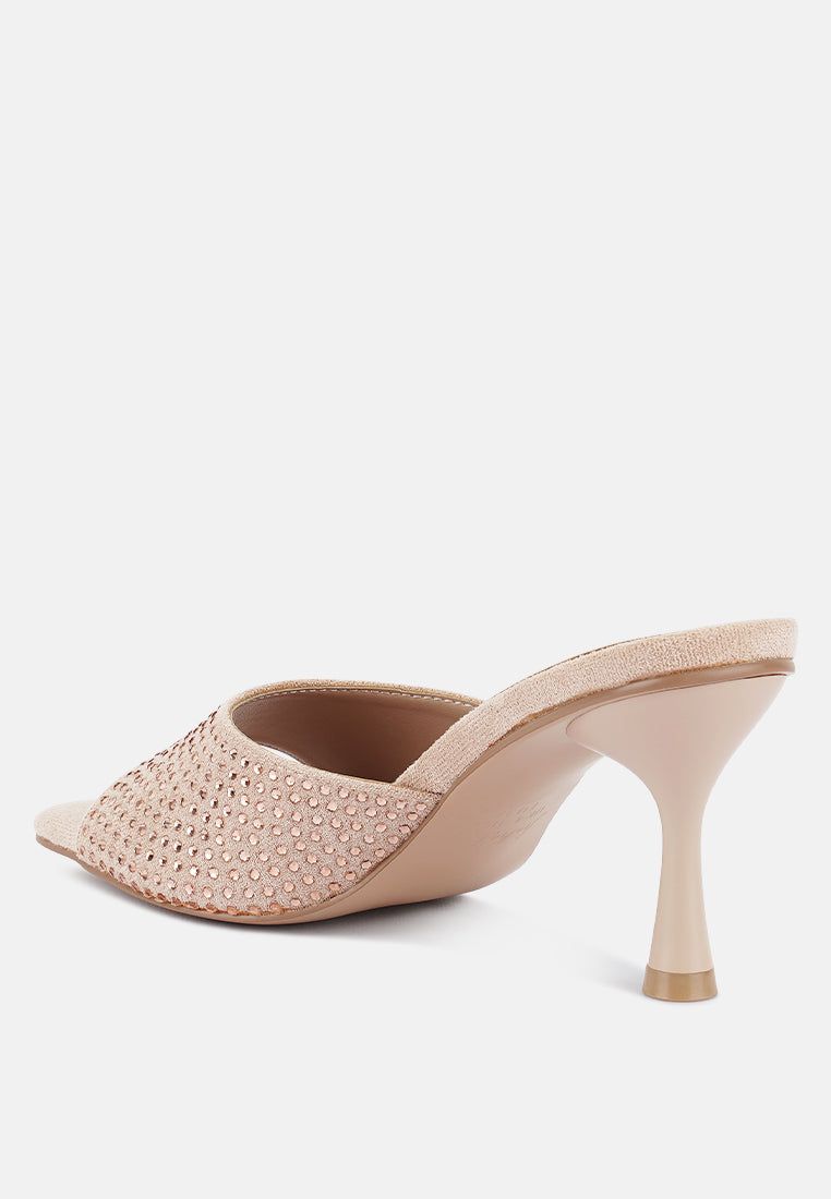 Imprint Heat Set Diamante Slip On Sandals - Tigbul's Variety Fashion Shop
