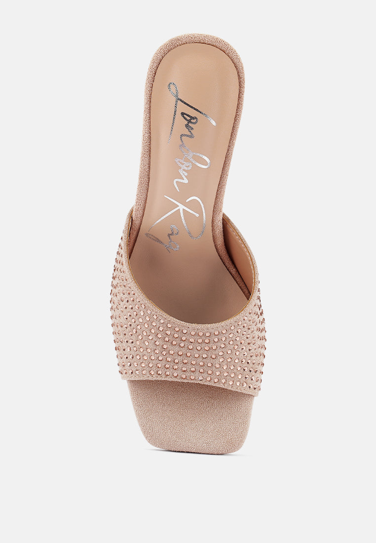 Imprint Heat Set Diamante Slip On Sandals - Tigbul's Variety Fashion Shop