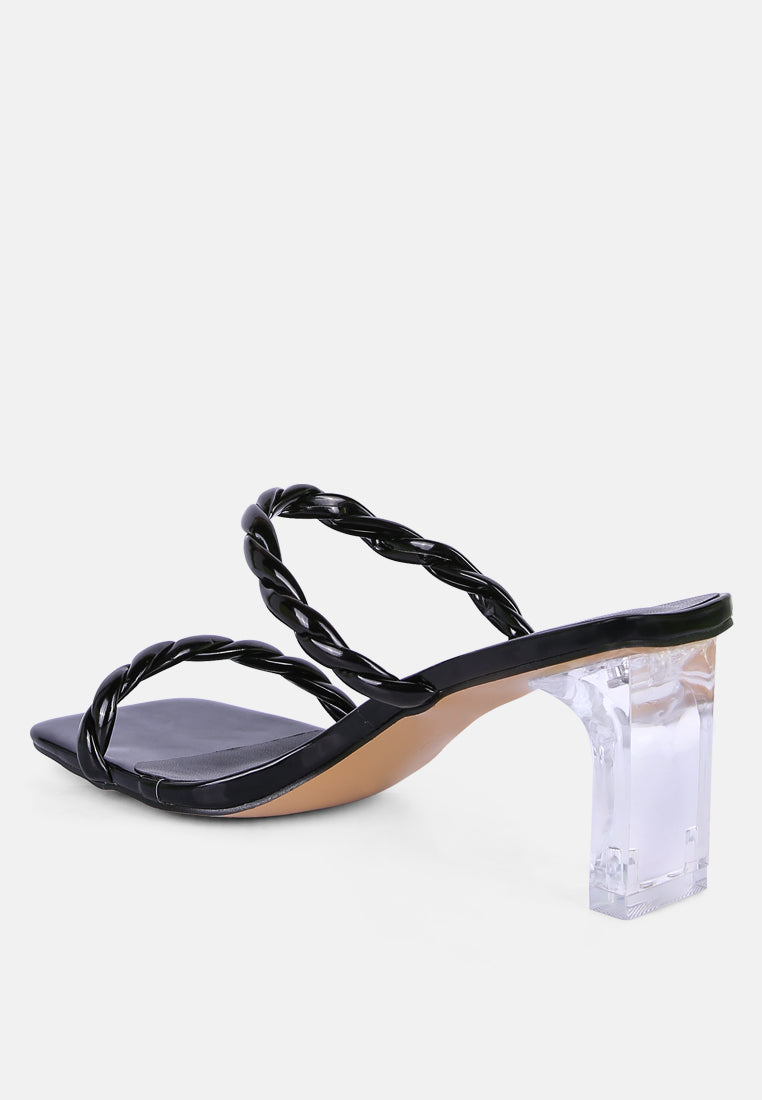 Inamorata Twisted Strap Mid Heel Sandals - Tigbul's Variety Fashion Shop