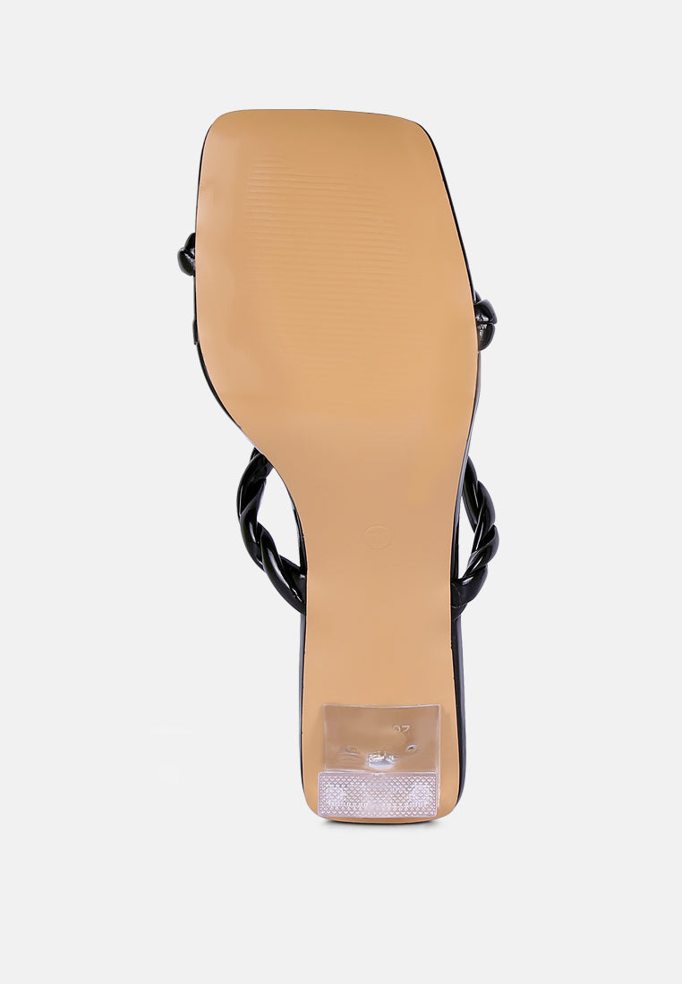 Inamorata Twisted Strap Mid Heel Sandals - Tigbul's Variety Fashion Shop