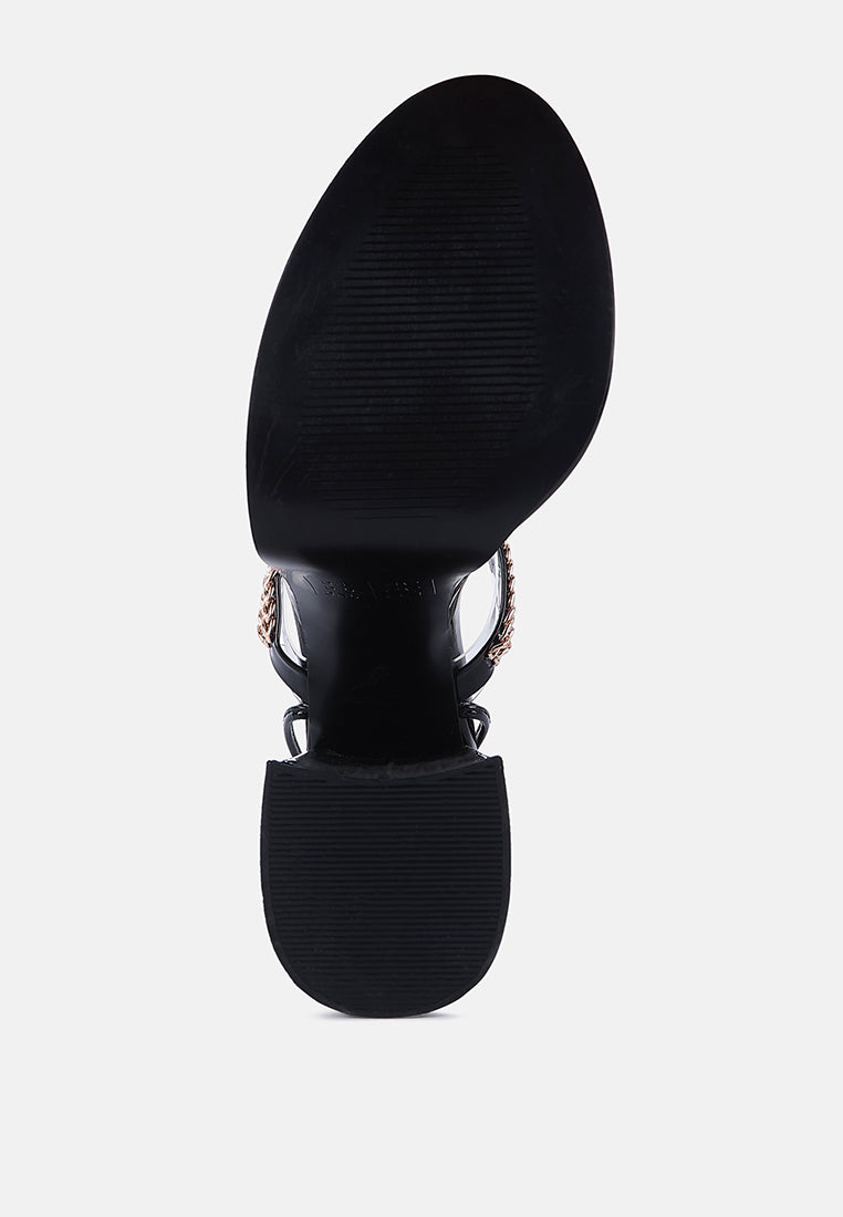 Indulgence Metal Chain Lace Up Chunky Sandals - Tigbul's Variety Fashion Shop