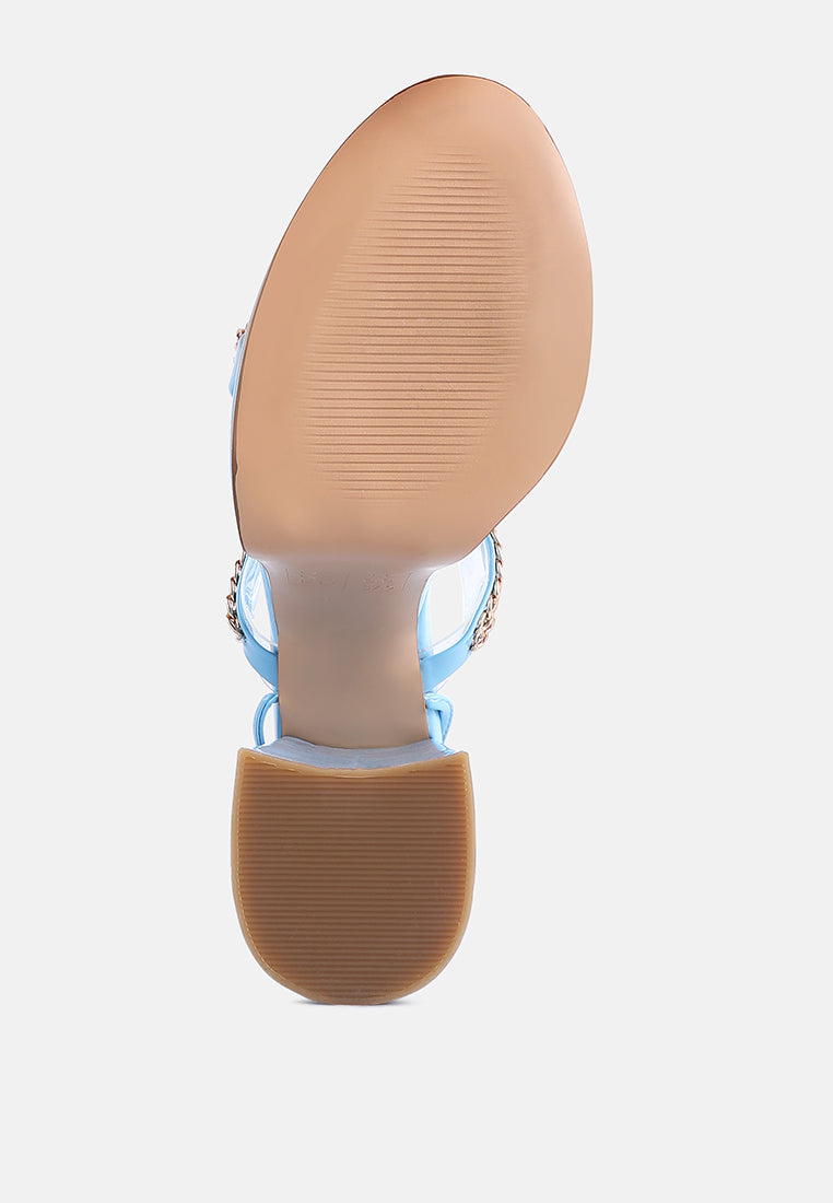 Indulgence Metal Chain Lace Up Chunky Sandals - Tigbul's Variety Fashion Shop